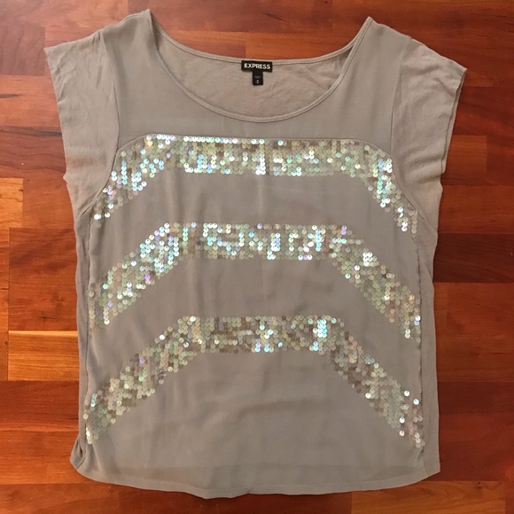 Express Sequin Striped Top - Picture 2 of 7